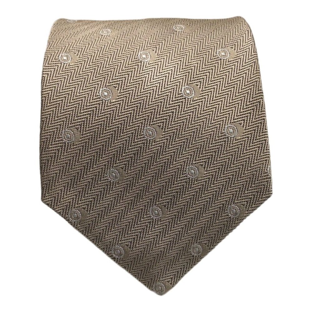 SULKA Beige Geometric Silk Tie Made In France 60"/3".3/4 EX COND